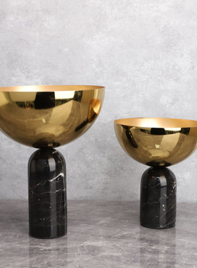 新中式大理石锅盖样板房售楼部卧室书房客厅餐厅桌面家居饰品摆件