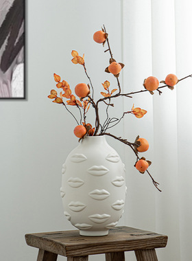 精工北欧艺术陶瓷花瓶创意嘴唇水培插花花器样板房居家装饰品摆件