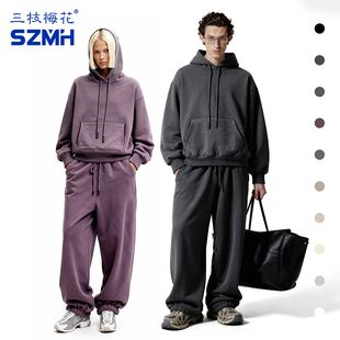 三枝梅花运动套装男女宽松加厚加绒保暖连帽卫衣卫裤情侣秋冬新款
