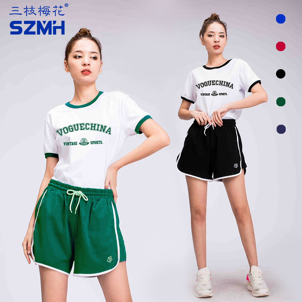 三枝梅花运动套装女夏季新款纯棉短袖T恤短裤美式复古休闲两件套,运动服/休闲服装,运动套装,淘宝优惠券,粉丝福利购,淘宝优惠卷
