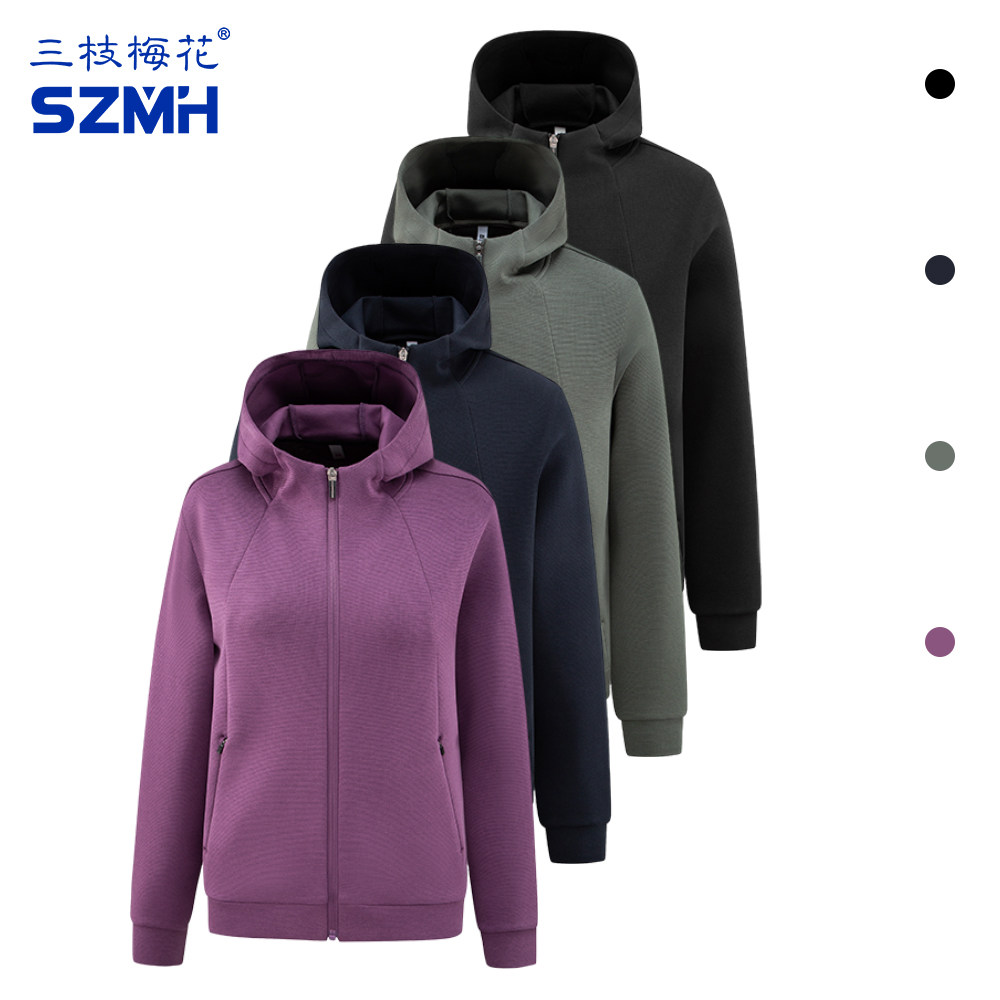 三枝梅花连帽运动外套男女款保暖拉链开衫情侣拉链卫衣运动服上衣