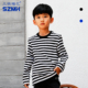 亲子装 T恤纯棉圆领中小童条纹打底衫 男女儿童长袖 三枝梅花牌童装