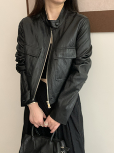 高端品质蛋白皮衣外套女2026秋季小个子时尚休闲百搭短款软皮外套