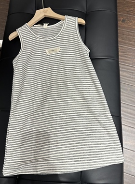 实体精品童装店 2024夏款女童灰色毛巾面料肌理感百搭洋气连身裙