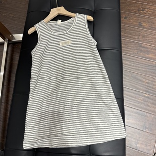 实体精品童装店 2024夏款女童灰色毛巾面料肌理感百搭洋气连身裙