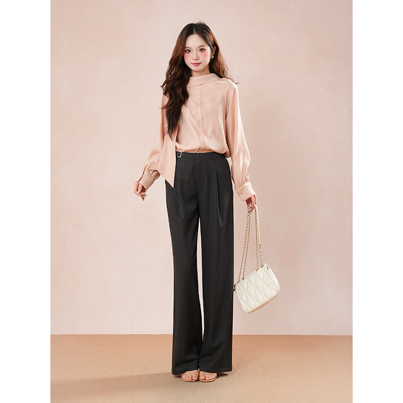 粉脂凝香一字飘带领温婉气质长袖衬衫垂感阔腿裤爆款简约通勤套装,女装/女士精品,时尚套装,淘宝优惠券,粉丝福利购,淘宝优惠卷