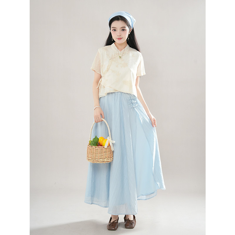 卷蝶新中式复古清冷气质蝴蝶衬衫半身裙两件套清新小个子国风套装,女装/女士精品,时尚套装,淘宝优惠券,粉丝福利购,淘宝优惠卷