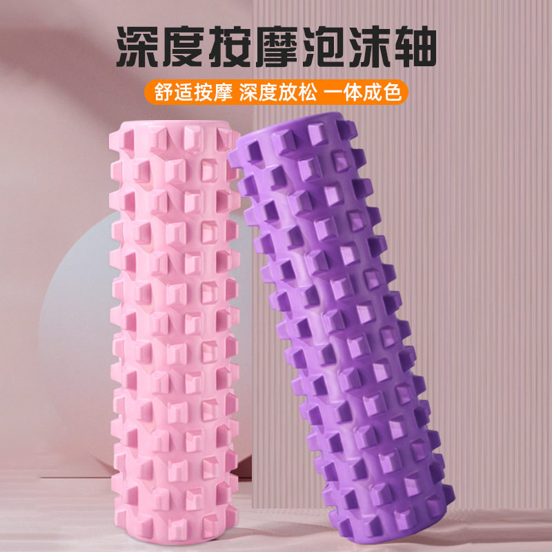 新款eva空心瑜伽柱狼牙款泡沫轴按摩肌肉放松瑜珈柱子厂家