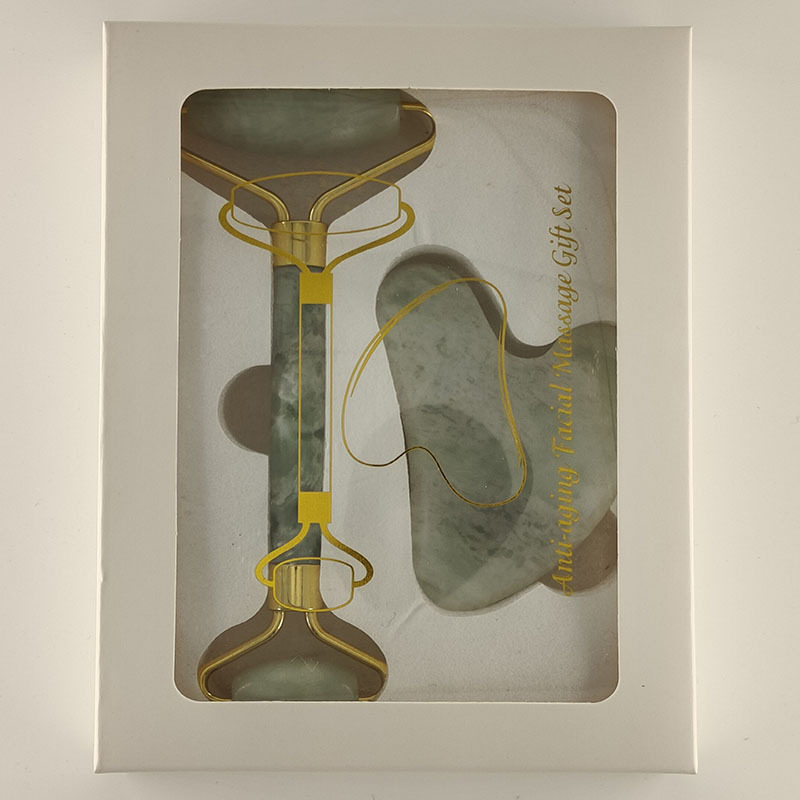 新白花甲翠玉石滚轮按器脸部美容器刮痧片套装棒彩盒优惠