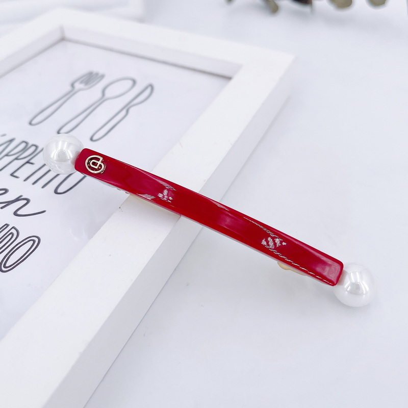 日韩法式珍珠元素长款发夹横顶夹