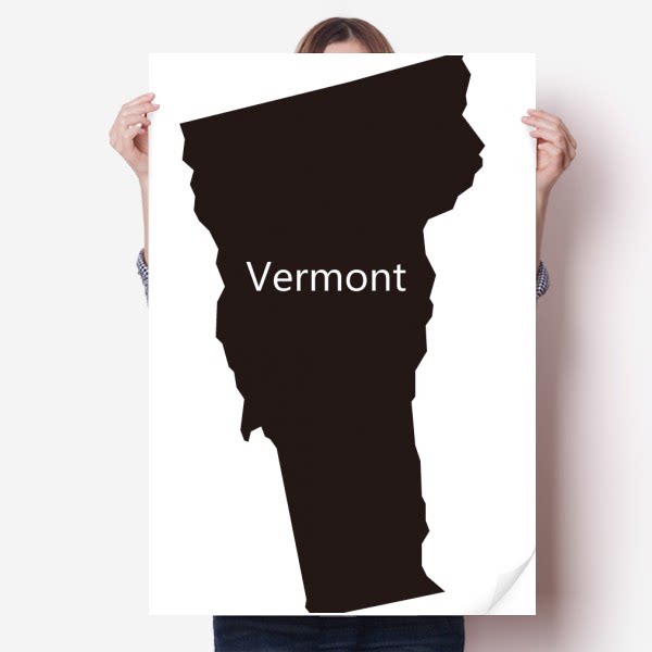 佛蒙特州美国地图轮廓海报贴纸80x55cm墙贴纸卧室家居装饰