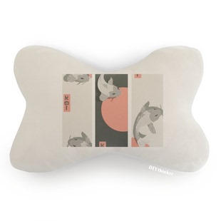 传统日本中国文族色彩鱼形图案汽车头枕颈枕座椅枕头