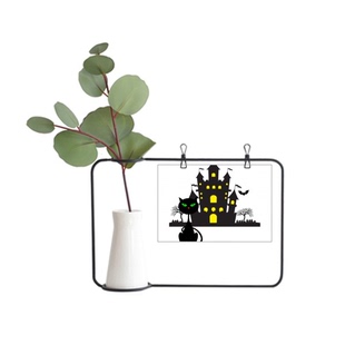 万圣节恐怖阴森城堡与猫金属相框陶瓷花瓶装饰