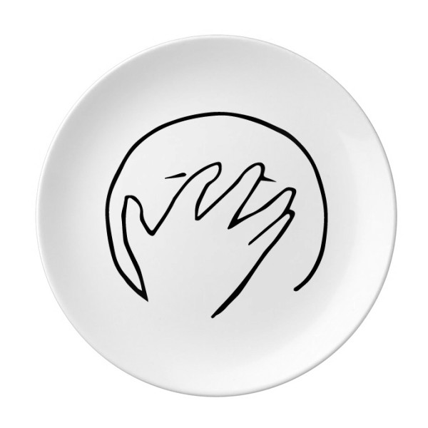 无奈的掩面黑色聊天表情纹样陶瓷餐盘子8寸月光盘餐具家居礼物