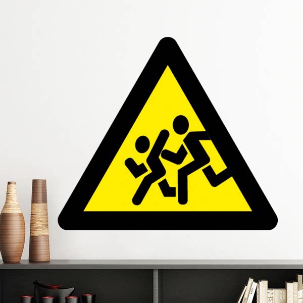 禁止追逐三角形警告标志墙贴壁纸房间贴花