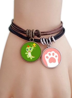 热情西部恐龙园黑棕手链对饰品猫咪礼物礼品