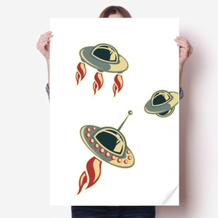 宇宙和外星天外来客海报贴纸80x55cm墙贴纸卧室家居装饰