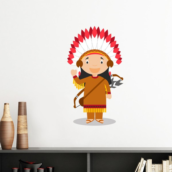 土著美国人卡通人物墙贴壁纸房间贴花