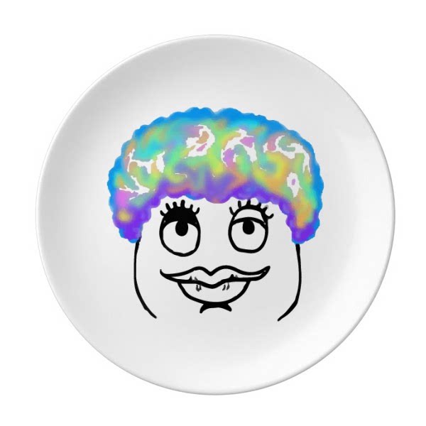 厚嘴唇妇女黑色聊天表情陶瓷餐盘子8寸月光盘餐具家居礼物