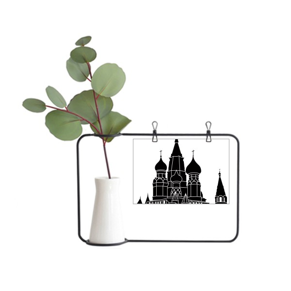 俄罗斯胜利广场圣彼得堡剪影图案金属相框陶瓷花瓶装饰