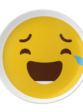 笑哭黄色可爱网聊表情包插画图案陶瓷餐盘子8寸月光盘餐具家居