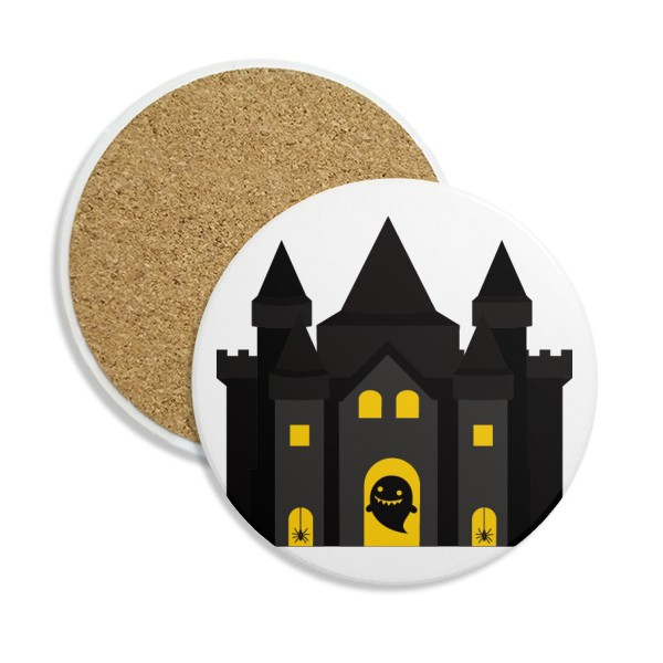 游乐园童话城堡插画圆形陶瓷杯垫水杯隔热垫2片装礼品礼物