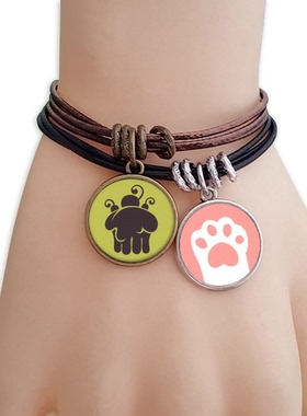 樱桃冰淇淋融化剪影黑棕手链对饰品猫咪礼物礼品