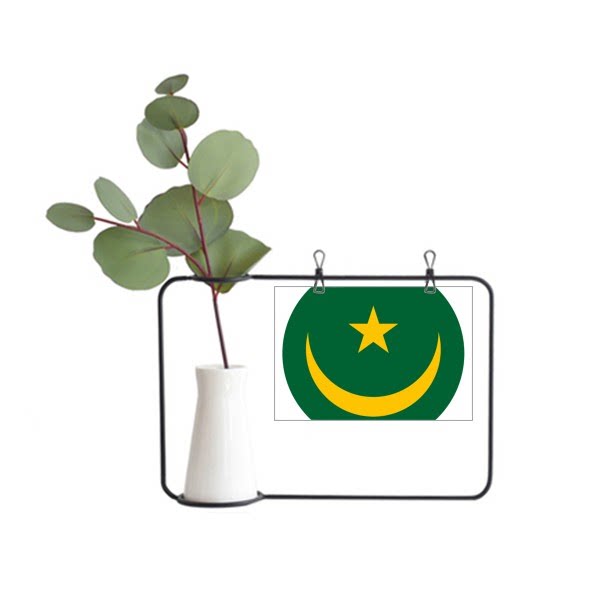 毛里塔尼亚伊斯兰共和国非洲国徽金属相框陶瓷花瓶装饰