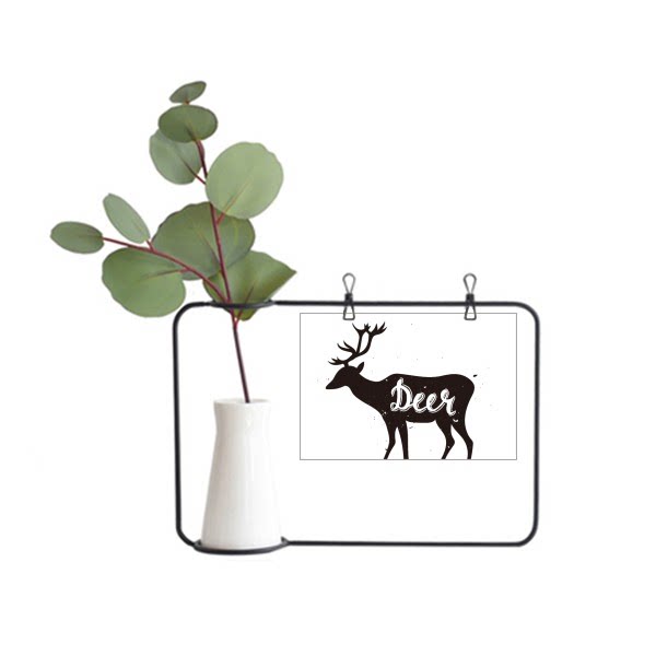 鹿黑白剪影动物金属相框陶瓷花瓶装饰