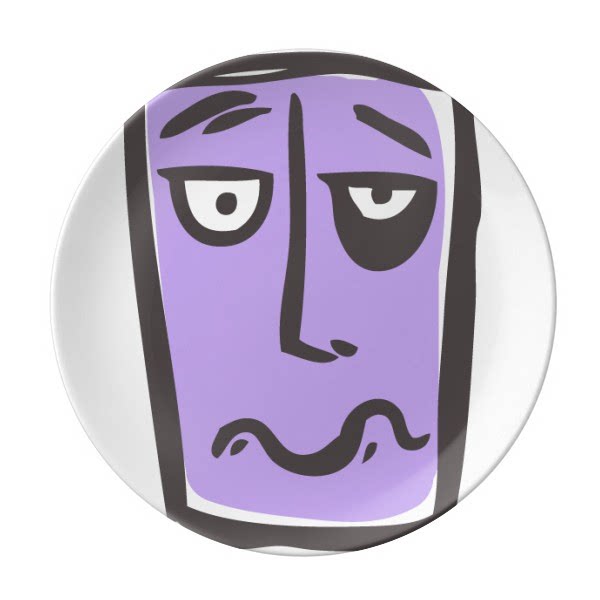 微笑抽象人脸聊天素描表情包陶瓷餐盘子8寸月光盘餐具家居礼物