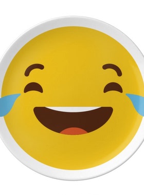笑哭黄色可爱网聊表情包插画陶瓷餐盘子8寸月光盘餐具家居礼物