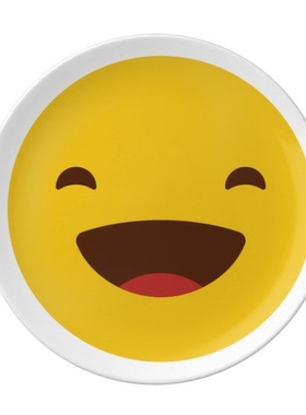 大笑黄色可爱网聊表情包插画陶瓷餐盘子8寸月光盘餐具家居礼物