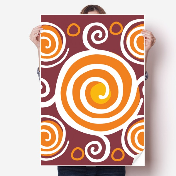 螺旋花纹墨西哥玛雅手绘海报贴纸80x55cm墙贴纸卧室家居装饰