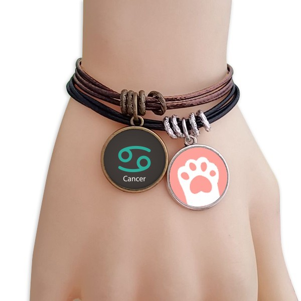 六月七月巨蟹座星座符号黑棕手链对饰品猫咪礼物礼品