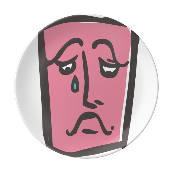 伤心抽象人脸聊天素描表情包陶瓷餐盘子8寸月光盘餐具家居礼物