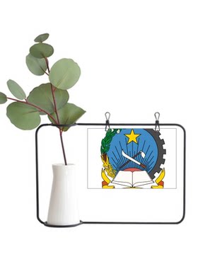 安哥拉罗安达国徽金属相框陶瓷花瓶装饰