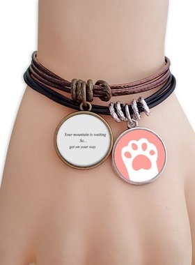 成功还在等你苏斯博士名言黑棕手链对饰品猫咪礼物礼品