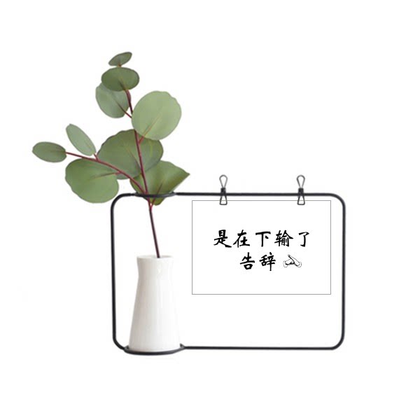 是在下输了告辞弹幕网络常用词金属相框陶瓷花瓶装饰