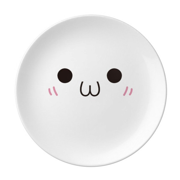 可爱颜文字脸红表情陶瓷餐盘子8寸月光盘餐具家居礼物