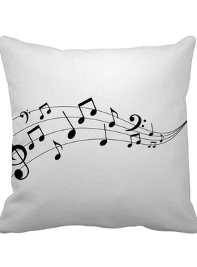 灰色飘扬音乐五线谱方形抱枕靠枕沙发靠垫双面含芯礼物