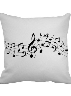 灰色跃动音乐五线谱方形抱枕靠枕沙发靠垫双面含芯礼物