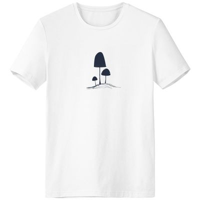 可爱卡通蘑菇生物插画男女白色短袖T恤创意纪念衫个性T恤衫礼物