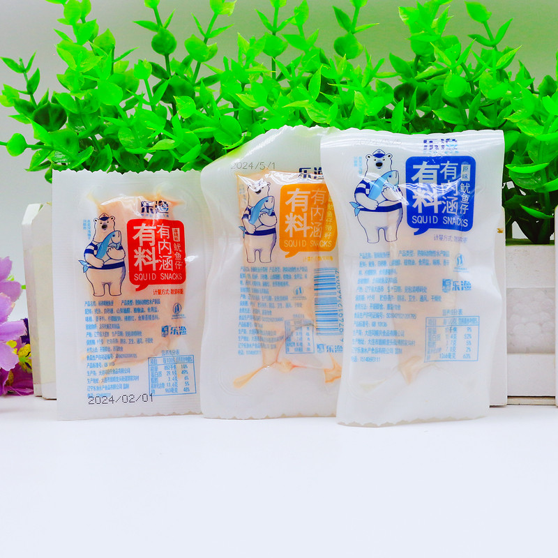 乐渔带籽鱿鱼仔500g大连小包装墨鱼仔即食海鲜香辣鱿鱼籽小吃零食