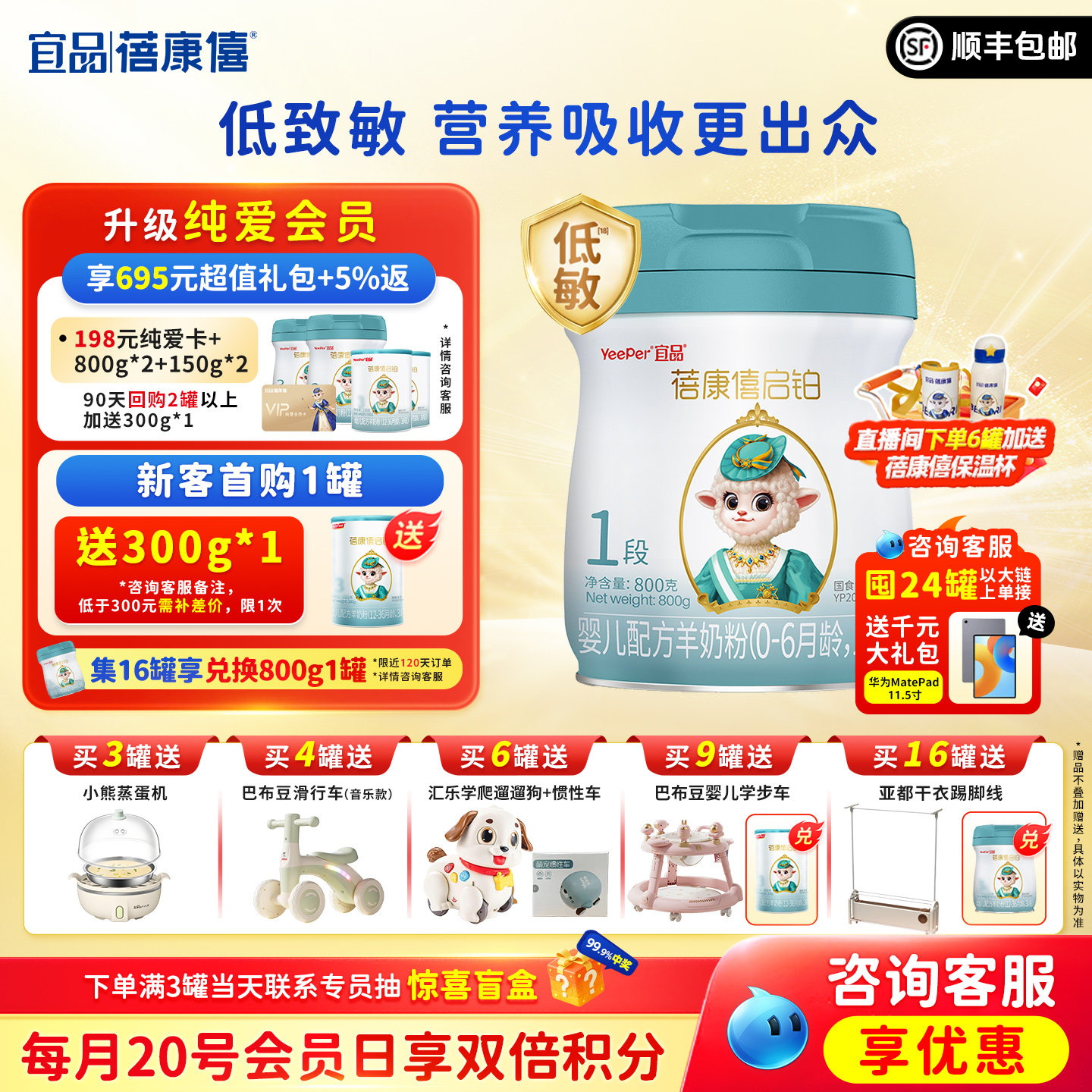 ��Ʒ����������Ӥ�׶��䷽���̷�1��0-6�±���800g������Ʒ������592.66Ԫ��2��(��296.33Ԫ/��)