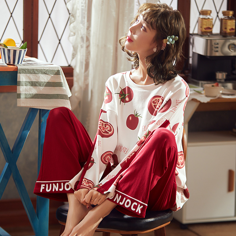 睡衣女夏季薄款韩版纯棉长袖卡通春秋日式学生甜美可爱家居服套装
