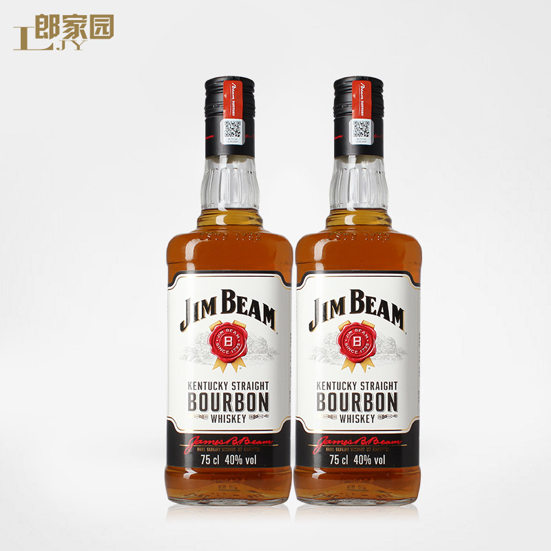 郎家园洋酒jimbeam whiskey美国金宾/白占边波本威士忌酒双支装