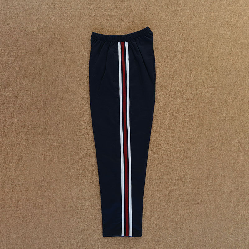 校服裤子三道杠学生男女春夏两白一酒红条藏蓝色宽松直筒运动校裤