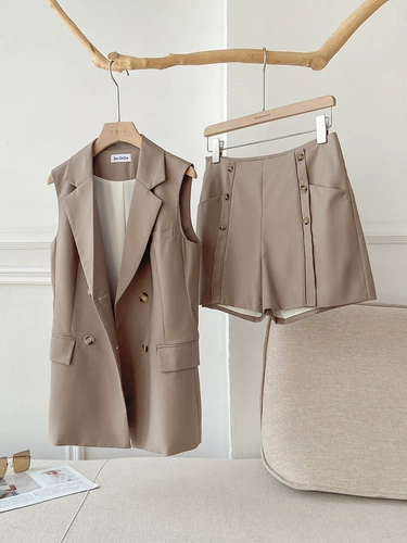 Летний тонкий жилет для отдыха без рукавов, костюм, комплект, 2025 года, в британском стиле, изысканный стиль