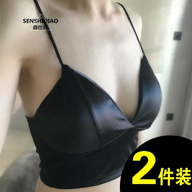 小吊带美背吊带网红爆款小胸厚高中生文胸带胸垫夏天学生女款美胸