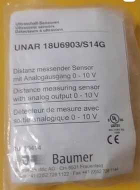 Baumer保盟超声波传感器UNAR 18U6903/S14G全新原装正品现货议价